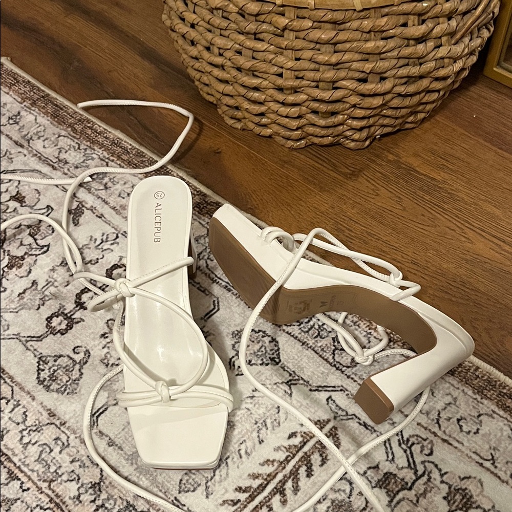 White Strappy Women's Sandals size 6.5 -7 never worn